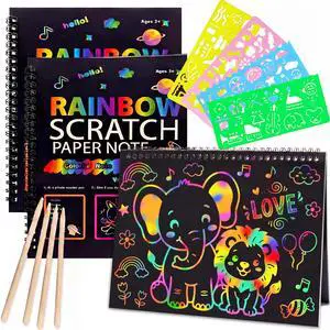 Scratch Art Paper Set, 2pack Rainbow Magic Scratch Notebooks Crafts Kits | Ideal for birthday parties, school activities, travel games, and classroom crafts. Great gift for girls and boys ages 3-10. Scratch Art Paper Set, 2pack Rainbow Magic Scratch Notebooks Crafts Kits | Ideal for birthday parties, school activities, travel games, and classroom crafts. Great gift for girls and boys ages 3-10.
