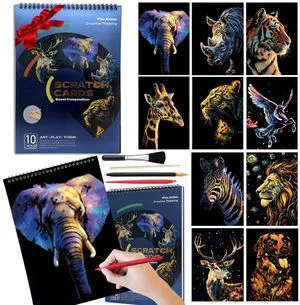 Animal Series Scratch Art Adults 10-Page Mindfulness & Stress Relief Scratch Painting Kit Intricate Wildlife Designs Premium Black Rainbow Scratch Paper Creative Hobby & DIY Gift Idea Animal Series Scratch Art Adults 10-Page Mindfulness & Stress Relief Scratch Painting Kit Intricate Wildlife Designs Premium Black Rainbow Scratch Paper Creative Hobby & DIY Gift Idea