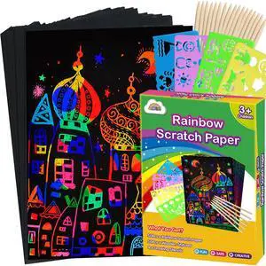 100Pcs Rainbow Scratch Paper Art Set Craft Kits for Boys Girls | Birthday Gift Party Favor Classroom Activity Kids Crafts Black Scratch Off Paper Supplies Arts and Crafts for Kids 4-8 8-12 100Pcs Rainbow Scratch Paper Art Set Craft Kits for Boys Girls | Birthday Gift Party Favor Classroom Activity Kids Crafts Black Scratch Off Paper Supplies Arts and Crafts for Kids 4-8 8-12