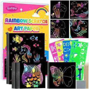 100 Pcs Scratch Art for Kids, Rainbow Scratch Paper Art and Crafts for Kids | Black Scratch Paper Kits School Supplies Classroom Prizes Travel Toys Birthday Party Favors Games Gifts for Ages 4-8 8-12 100 Pcs Scratch Art for Kids, Rainbow Scratch Paper Art and Crafts for Kids | Black Scratch Paper Kits School Supplies Classroom Prizes Travel Toys Birthday Party Favors Games Gifts for Ages 4-8 8-12