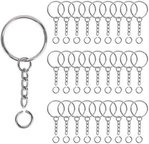 120PCS Keychain Making Supplies, 60PCS Key Chain Rings with Chain and 60PCS Jump Rings, Keychains Bulk Rings Making Kit for Crafts 120PCS Keychain Making Supplies, 60PCS Key Chain Rings with Chain and 60PCS Jump Rings, Keychains Bulk Rings Making Kit for Crafts
