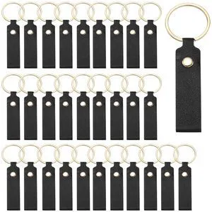 40 Pcs PU Leather Keychain Blanks Bulk Laser Engraving Keychain Leather Key Fob Kit with Key Rings for DIY Supplies Gifts (Black, 3.7" x 0.7") 40 Pcs PU Leather Keychain Blanks Bulk Laser Engraving Keychain Leather Key Fob Kit with Key Rings for DIY Supplies Gifts (Black, 3.7" x 0.7")