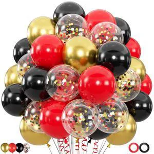 100pcs Black Gold Red Balloons, 12inch Red Black and Metallic Gold Confetti Balloons for Birthday, Anniversary, Casino Night, Graduation, Hollywood Movie Night Party Decorations 100pcs Black Gold Red Balloons, 12inch Red Black and Metallic Gold Confetti Balloons for Birthday, Anniversary, Casino Night, Graduation, Hollywood Movie Night Party Decorations