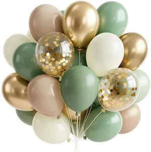 Sage Green Balloons 66pcs 12 Inch Gold White Brown Gold Balloons | Metallic White Light Brown Gold Confetti for Baby Shower Wedding Engagement Jungle Woodland Forest Birthday Party Decorations Sage Green Balloons 66pcs 12 Inch Gold White Brown Gold Balloons | Metallic White Light Brown Gold Confetti for Baby Shower Wedding Engagement Jungle Woodland Forest Birthday Party Decorations