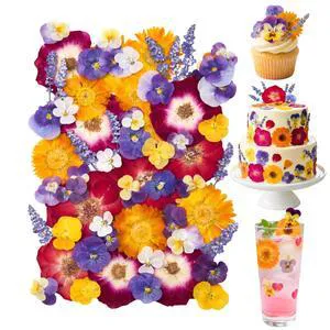 70 Pcs Edible Flowers for Cocktails & Cake Decorating Real Dried Edible Flowers Cupcake Toppers, Food Grade Edible Pressed Flowers for Drinks, Garnish & Crafts (Pansies, Rose, Calendula, Lavender) 70 Pcs Edible Flowers for Cocktails & Cake Decorating Real Dried Edible Flowers Cupcake Toppers, Food Grade Edible Pressed Flowers for Drinks, Garnish & Crafts (Pansies, Rose, Calendula, Lavender)