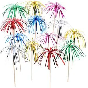 100 Pcs Foil Firework Cupcake Toppers Sparkle Tinsel Cupcake Picks 9 Inch Happy Birthday Cake Toppers Drink Cocktail Picks Stirrers for Christmas Baby Shower Birthday Party Decors Supplies 100 Pcs Foil Firework Cupcake Toppers Sparkle Tinsel Cupcake Picks 9 Inch Happy Birthday Cake Toppers Drink Cocktail Picks Stirrers for Christmas Baby Shower Birthday Party Decors Supplies