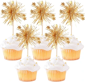 30 PCS Foil Firework Cupcake Toppers Happy Birthday Cake Toppers Star Sparkle Tinsel Flower Drink Stirrers Cocktail Fruit Toothpicks for Valentine's Day Baby Shower Birthday Party Supplies Gold 30 PCS Foil Firework Cupcake Toppers Happy Birthday Cake Toppers Star Sparkle Tinsel Flower Drink Stirrers Cocktail Fruit Toothpicks for Valentine's Day Baby Shower Birthday Party Supplies Gold