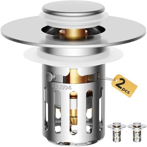 Heavy-Duty All-Metal Sink Stopper & Drain Strainer for Bathroom, Anti-Clog Anti Drain Flies/Smell Blocking/Easy Cleaning/2-Pack/Dual Drainage Modes/Pop-Up Design/Fits 1.1"2.36" Drain Heavy-Duty All-Metal Sink Stopper & Drain Strainer for Bathroom, Anti-Clog Anti Drain Flies/Smell Blocking/Easy Cleaning/2-Pack/Dual Drainage Modes/Pop-Up Design/Fits 1.1"2.36" Drain