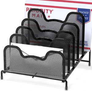 Desk 5 Sections Step File Sorter Organizer, Black Desk 5 Sections Step File Sorter Organizer, Black