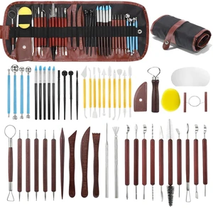 48PCS Pottery Tools Kit for Sculpting, Polymer Clay Tools Kit, Ceramics Modeling Tool, Clay Carving Tool with a Storage Bag, for DIY Handcraft Modeling, Trimming, Shaping, Carving, Dotting 48PCS Pottery Tools Kit for Sculpting, Polymer Clay Tools Kit, Ceramics Modeling Tool, Clay Carving Tool with a Storage Bag, for DIY Handcraft Modeling, Trimming, Shaping, Carving, Dotting