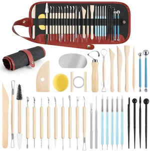 36PCS Pottery & Clay Sculpting Tools, Ceramics Polymer Tools Set, Clay Modeling Tools with Case for Air Dry Clay, Carving, Molding, Pottery Wheel, Crafting Supplies, Pros, Beginners, Adults 36PCS Pottery & Clay Sculpting Tools, Ceramics Polymer Tools Set, Clay Modeling Tools with Case for Air Dry Clay, Carving, Molding, Pottery Wheel, Crafting Supplies, Pros, Beginners, Adults