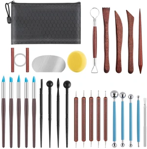 28PCS Ceramic & Pottery Modeling Tools, Clay Tools Sculpting, Polymer Tools Kit, Ceramics Tools Set, Air Dry Clay Tools for Carving, Molding, Pottery Wheel, Crafting Supplies, Pros, Beginners, Adults 28PCS Ceramic & Pottery Modeling Tools, Clay Tools Sculpting, Polymer Tools Kit, Ceramics Tools Set, Air Dry Clay Tools for Carving, Molding, Pottery Wheel, Crafting Supplies, Pros, Beginners, Adults
