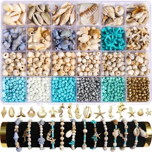 1770Pcs Ocean Theme Beads Kit for Jewelry Making, Blue White Summer Beach Seashell Charms Sea Turtle Starfish Shape Beads 4mm Sea Glass Chips for DIY Bracelets Necklace Anklet Earrings Keychain Crafts 1770Pcs Ocean Theme Beads Kit for Jewelry Making, Blue White Summer Beach Seashell Charms Sea Turtle Starfish Shape Beads 4mm Sea Glass Chips for DIY Bracelets Necklace Anklet Earrings Keychain Crafts