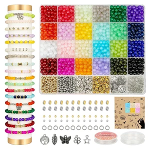 6mm Glass Beads Bracelet Making Kit 1400pcs, 24 Colors Crystal Beads for Jewelry Making Round Beads DIY Crafts with Spacer Beads Charms Accessories 6mm Glass Beads Bracelet Making Kit 1400pcs, 24 Colors Crystal Beads for Jewelry Making Round Beads DIY Crafts with Spacer Beads Charms Accessories