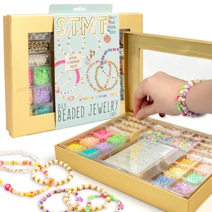 DIY Beaded Jewelry Kit - Makes 15 Premium Pieces, Includes Bracelet Making Supplies, Letter Beads, Enameled Charms, Great Teen Girl Gifts DIY Beaded Jewelry Kit - Makes 15 Premium Pieces, Includes Bracelet Making Supplies, Letter Beads, Enameled Charms, Great Teen Girl Gifts