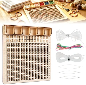 Wooden Pony Bead Board Tray for Kandi Bracelets | A-Z Letter Slots, Dual Inch & CM Ruler, with Beading Thread and Needle Tools, Bead Organizer for Bracelets and DIY Crafts Wooden Pony Bead Board Tray for Kandi Bracelets | A-Z Letter Slots, Dual Inch & CM Ruler, with Beading Thread and Needle Tools, Bead Organizer for Bracelets and DIY Crafts