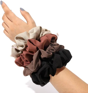 Scrunchies Hair Ties, Big Large Scrunchie for Girls Women, Cute Hairties Jumbo Scrunchy For Thick Curl Hair No Crease Hair Accessories Soft Ropes Ponytail Holder, 4 Count, Black, Brown, Beige Scrunchies Hair Ties, Big Large Scrunchie for Girls Women, Cute Hairties Jumbo Scrunchy For Thick Curl Hair No Crease Hair Accessories Soft Ropes Ponytail Holder, 4 Count, Black, Brown, Beige