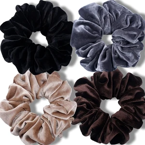 Extra Large Scrunchies for Women's Thick Hair, Premium Velvet Soft Jumbo Scrunchy, XL 6 inch Big Elastic Band Hair Accessories, 4 Pack, Neutral Extra Large Scrunchies for Women's Thick Hair, Premium Velvet Soft Jumbo Scrunchy, XL 6 inch Big Elastic Band Hair Accessories, 4 Pack, Neutral