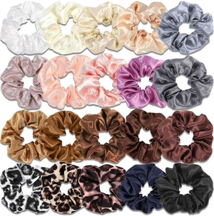 Satin Scrunchies for Women,Silk Hair Ties Fashion Soft Ties and Bands,Elastic Ponytail Holders No Damage Hair Accessories Thick Hair Styling - 20 Pcs Dark Color Satin Scrunchies for Women,Silk Hair Ties Fashion Soft Ties and Bands,Elastic Ponytail Holders No Damage Hair Accessories Thick Hair Styling - 20 Pcs Dark Color