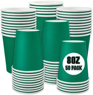50 Pack 8oz Paper Cups Disposable Water Hot/Cold Cups (Green) | Coffee Cups Ideal for Home Party, Picnic, Office, Wedding, Travel, On-the-Go & Daily Use To Drink Cocoa, Juice, Tea, Coffee 50 Pack 8oz Paper Cups Disposable Water Hot/Cold Cups (Green) | Coffee Cups Ideal for Home Party, Picnic, Office, Wedding, Travel, On-the-Go & Daily Use To Drink Cocoa, Juice, Tea, Coffee