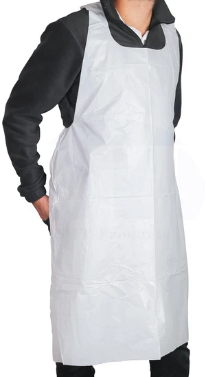 White Plastic/Poly Apron 46" x 28" - Disposable Kitchen Apron - Pack of 25 White Plastic/Poly Apron 46" x 28" - Disposable Kitchen Apron - Pack of 25