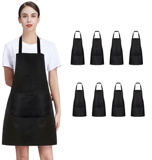 8/12/24 Pack Plain Bib Aprons Bulk, Black Commercial Apron with 2 Pockets, Unisex Apron for Adults Painting BBQ 8/12/24 Pack Plain Bib Aprons Bulk, Black Commercial Apron with 2 Pockets, Unisex Apron for Adults Painting BBQ
