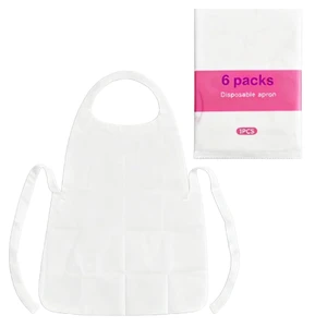 Aprons 6-Pack White Disposable Non-Woven Aprons 40 x 74cm/15 3/4" X 29 1/2" - Single Package For Daily Cooking And Household Protection Aprons 6-Pack White Disposable Non-Woven Aprons 40 x 74cm/15 3/4" X 29 1/2" - Single Package For Daily Cooking And Household Protection