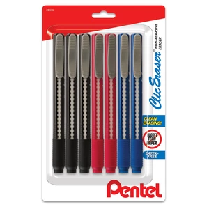 Clic Eraser Grip Retractable Eraser with Grip Office Barrel Colors (Black, Red, Blue) 7 Pack Clic Eraser Grip Retractable Eraser with Grip Office Barrel Colors (Black, Red, Blue) 7 Pack