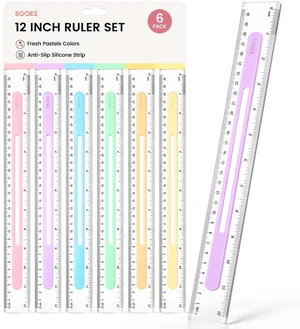 6 Pack Ruler 12 Inch, Anti-Slip Clear Rulers for Kids School, Pastels | Transparent Plastic Rulers Bulk for Classroom, Easy-to-Read Markings, with Inches and Centimeters, Back to School Supplies 6 Pack Ruler 12 Inch, Anti-Slip Clear Rulers for Kids School, Pastels | Transparent Plastic Rulers Bulk for Classroom, Easy-to-Read Markings, with Inches and Centimeters, Back to School Supplies