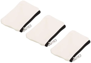 3" x 5" Coin Purse Pouch Change Purses Small Organizer Bags 3Pcs | with Zipper Canvas for Home, White 3" x 5" Coin Purse Pouch Change Purses Small Organizer Bags 3Pcs | with Zipper Canvas for Home, White