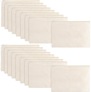 16 Pcs Blank Canvas Zipper Pouch Pencil Bag Bulk, M, Beige | Sturdy Canvas, Plain Cosmetic Bag for Sublimation DIY Craft, Multipurpose Storage Organizer for Travel Toiletry Women Gift 16 Pcs Blank Canvas Zipper Pouch Pencil Bag Bulk, M, Beige | Sturdy Canvas, Plain Cosmetic Bag for Sublimation DIY Craft, Multipurpose Storage Organizer for Travel Toiletry Women Gift