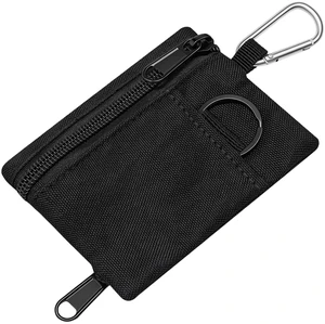 Small Coin Purse Tactical Keychain Pouch, Portable Nylon Zip Change Purse with Carabiner D Ring, Mini Wallet Pouch Bag for Men Women Outdoor Hiking Fishing Everyday Carry, Black Small Coin Purse Tactical Keychain Pouch, Portable Nylon Zip Change Purse with Carabiner D Ring, Mini Wallet Pouch Bag for Men Women Outdoor Hiking Fishing Everyday Carry, Black