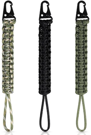 3 Pcs 550 Paracord Lanyard Keychain,Black, Green, Camouflage Green 3 Pcs 550 Paracord Lanyard Keychain,Black, Green, Camouflage Green