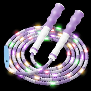 Led Light Up Jump Rope for Kids Glow in the Dark Beaded Jump Rope | Adjustable, Colorful Soft Beaded Segmented Skipping Rope for Girls & Boys 4 5 6 7 8 10 12 Safe Fitness & Outdoor Play, Purple Led Light Up Jump Rope for Kids Glow in the Dark Beaded Jump Rope | Adjustable, Colorful Soft Beaded Segmented Skipping Rope for Girls & Boys 4 5 6 7 8 10 12 Safe Fitness & Outdoor Play, Purple