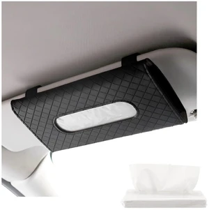 Car Tissue Holder, Leather Sun Visor Hanging Napkin Holder with Tissue Refill, Clip-On Visor Mask Dispenser Premium Paper Towels Case for Vehicles, Universal Car Accessories (Black) Car Tissue Holder, Leather Sun Visor Hanging Napkin Holder with Tissue Refill, Clip-On Visor Mask Dispenser Premium Paper Towels Case for Vehicles, Universal Car Accessories (Black)