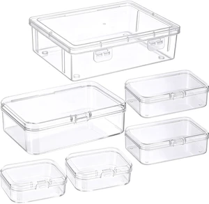 6 Pieces Small Clear Plastic Storage Box, 4 Size | Hinged Lids, Mini Plastic Containers Box for Collecting Small Items Beads Jewelry Crafts, Compact Portable Storage 6 Pieces Small Clear Plastic Storage Box, 4 Size | Hinged Lids, Mini Plastic Containers Box for Collecting Small Items Beads Jewelry Crafts, Compact Portable Storage