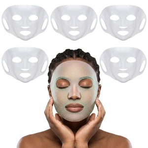 5 Pack Reusable Silicone Face Mask Cover for Sheet Masks with Portable Storage Box, White 3D Facial Mask Holder to Prevent Evaporation, Soft Ear-Hook Loops Skin Care Tool for Women & Men 5 Pack Reusable Silicone Face Mask Cover for Sheet Masks with Portable Storage Box, White 3D Facial Mask Holder to Prevent Evaporation, Soft Ear-Hook Loops Skin Care Tool for Women & Men