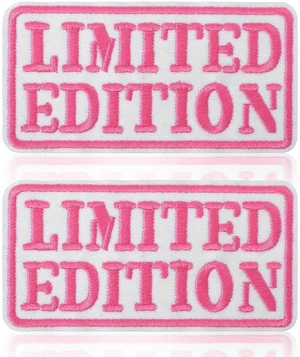 2Pcs Limited Edition Embroidery Patches | Cute Iron on Patches for Jackets Jeans Hats Backpacks, 3.74×1.93 Inch, Pink 2Pcs Limited Edition Embroidery Patches | Cute Iron on Patches for Jackets Jeans Hats Backpacks, 3.74×1.93 Inch, Pink
