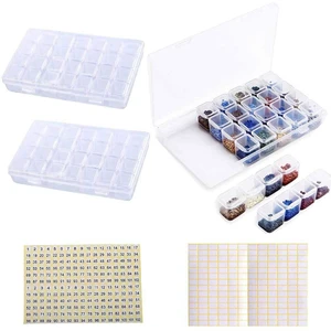 Diamond Painting Storage Containers, 2pcs 28 Grids Clear Diamond Painting Accessories and Tools Boxes Bead Organizers Diamond Art Embroidery Storage with 200PCS Label Stickers Diamond Painting Storage Containers, 2pcs 28 Grids Clear Diamond Painting Accessories and Tools Boxes Bead Organizers Diamond Art Embroidery Storage with 200PCS Label Stickers