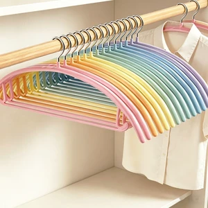 14 Pack Curved No Shoulder Bump Hangers, MultiColor Metal Hangers with NonSlip Plastic Coating, Heavy Duty Space Saving Coat Hangers for Shirts, Suits & Sweaters 14 Pack Curved No Shoulder Bump Hangers, MultiColor Metal Hangers with NonSlip Plastic Coating, Heavy Duty Space Saving Coat Hangers for Shirts, Suits & Sweaters