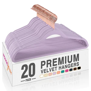 Lt-Purple Velvet Hangers 20 Pack, Premium Non-Slip Felt Clothes, Sturdy Heavy Duty Coat, Durable Hangers for Suits, Space Saving with No Hanger Mark, 360° Swivel Rotating Rose Gold Hook Lt-Purple Velvet Hangers 20 Pack, Premium Non-Slip Felt Clothes, Sturdy Heavy Duty Coat, Durable Hangers for Suits, Space Saving with No Hanger Mark, 360° Swivel Rotating Rose Gold Hook