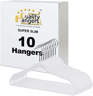 10 Pack Slim Plastic Hangers for Clothes - 16.5" Won't Crease Your Clothes, Heavy Duty Non-Velvet Black Hangers, 360° Swivel Chrome Hook Dresses Coats Shirts (10, White) 10 Pack Slim Plastic Hangers for Clothes - 16.5" Won't Crease Your Clothes, Heavy Duty Non-Velvet Black Hangers, 360° Swivel Chrome Hook Dresses Coats Shirts (10, White)