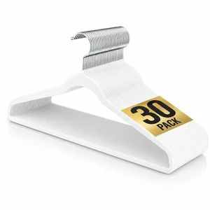 Velvet Hangers 30 Pack, 17.5" Non-Slip Clothes Hangers, White | 10 lbs Capacity, 360° Swivel Hook, 0.2" Slim Space-Saving Design for Closet, Suits, Pants, Coats, Skirts, Jeans, Sweaters Velvet Hangers 30 Pack, 17.5" Non-Slip Clothes Hangers, White | 10 lbs Capacity, 360° Swivel Hook, 0.2" Slim Space-Saving Design for Closet, Suits, Pants, Coats, Skirts, Jeans, Sweaters