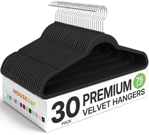 Premium Velvet Hangers 30 Pack, Non-Slip Flocked Felt Hangers | Black Sturdy Clothes Hangers with 360° Rotatable Hook, Heavy Duty Coat Hanger, Durable Slim Hanger for Closet Space Saving Premium Velvet Hangers 30 Pack, Non-Slip Flocked Felt Hangers | Black Sturdy Clothes Hangers with 360° Rotatable Hook, Heavy Duty Coat Hanger, Durable Slim Hanger for Closet Space Saving