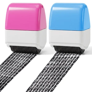 2 Pcs Identity Theft Protection Roller Stamp (Blue, Dark Pink) | Practical Privacy Rollers Stamps, for Mail Address ID Blackout, Privacy & Security 2 Pcs Identity Theft Protection Roller Stamp (Blue, Dark Pink) | Practical Privacy Rollers Stamps, for Mail Address ID Blackout, Privacy & Security