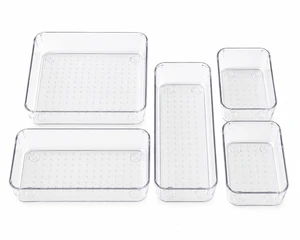 StillHaven Clear Drawer Organizer Set, 5-Piece Plastic Drawer Organizers, Multi-Size Bathroom Vanity Storage Trays for Makeup, Skincare, Kitchen, Office and Home Organization StillHaven Clear Drawer Organizer Set, 5-Piece Plastic Drawer Organizers, Multi-Size Bathroom Vanity Storage Trays for Makeup, Skincare, Kitchen, Office and Home Organization