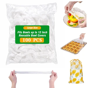 100 Extra Large Bowl Covers Bread Proofing, Sheet Pan Covers Fits up to 12" | Disposable Stretch Food Covers For Baking Tray, Foil Pans & Dough Proofing, Elastic Plastic Wrap for Food with Storage Bag 100 Extra Large Bowl Covers Bread Proofing, Sheet Pan Covers Fits up to 12" | Disposable Stretch Food Covers For Baking Tray, Foil Pans & Dough Proofing, Elastic Plastic Wrap for Food with Storage Bag