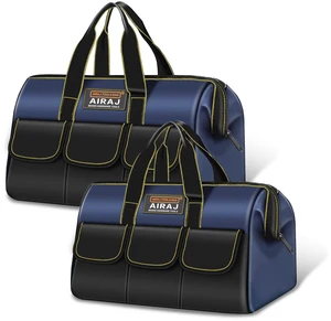 Tool Bag 2-Pack Set, 14" & 16" Wide Mouth Tool Bags for Men and Women | Portable Small Tool Tote, Tool Bag Organizer with Multiple Pockets, for Home Repairs, Garage Storage, Professional Work Tool Bag 2-Pack Set, 14" & 16" Wide Mouth Tool Bags for Men and Women | Portable Small Tool Tote, Tool Bag Organizer with Multiple Pockets, for Home Repairs, Garage Storage, Professional Work