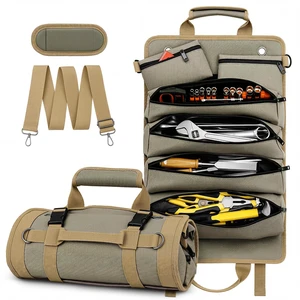 Tool Roll Up Bag, 1680D Heavy Duty Tool Bag Organizer with 2 Detachable Tool Pouches & Multiple Pockets, Waterproof Motorcycle Tool Roll for Mechanic & Electrician, Gift for Men Him Dad, 21.9"*13.8" Tool Roll Up Bag, 1680D Heavy Duty Tool Bag Organizer with 2 Detachable Tool Pouches & Multiple Pockets, Waterproof Motorcycle Tool Roll for Mechanic & Electrician, Gift for Men Him Dad, 21.9"*13.8"