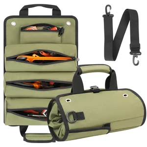 Foldable Roll Up Tool Bag with Detachable Small Pocket, Green | 900D Oxford Fabric, Heavy Duty Portable Soft, Gifts for Mechanic, Plumber, Carpenter, Dad and Men Foldable Roll Up Tool Bag with Detachable Small Pocket, Green | 900D Oxford Fabric, Heavy Duty Portable Soft, Gifts for Mechanic, Plumber, Carpenter, Dad and Men